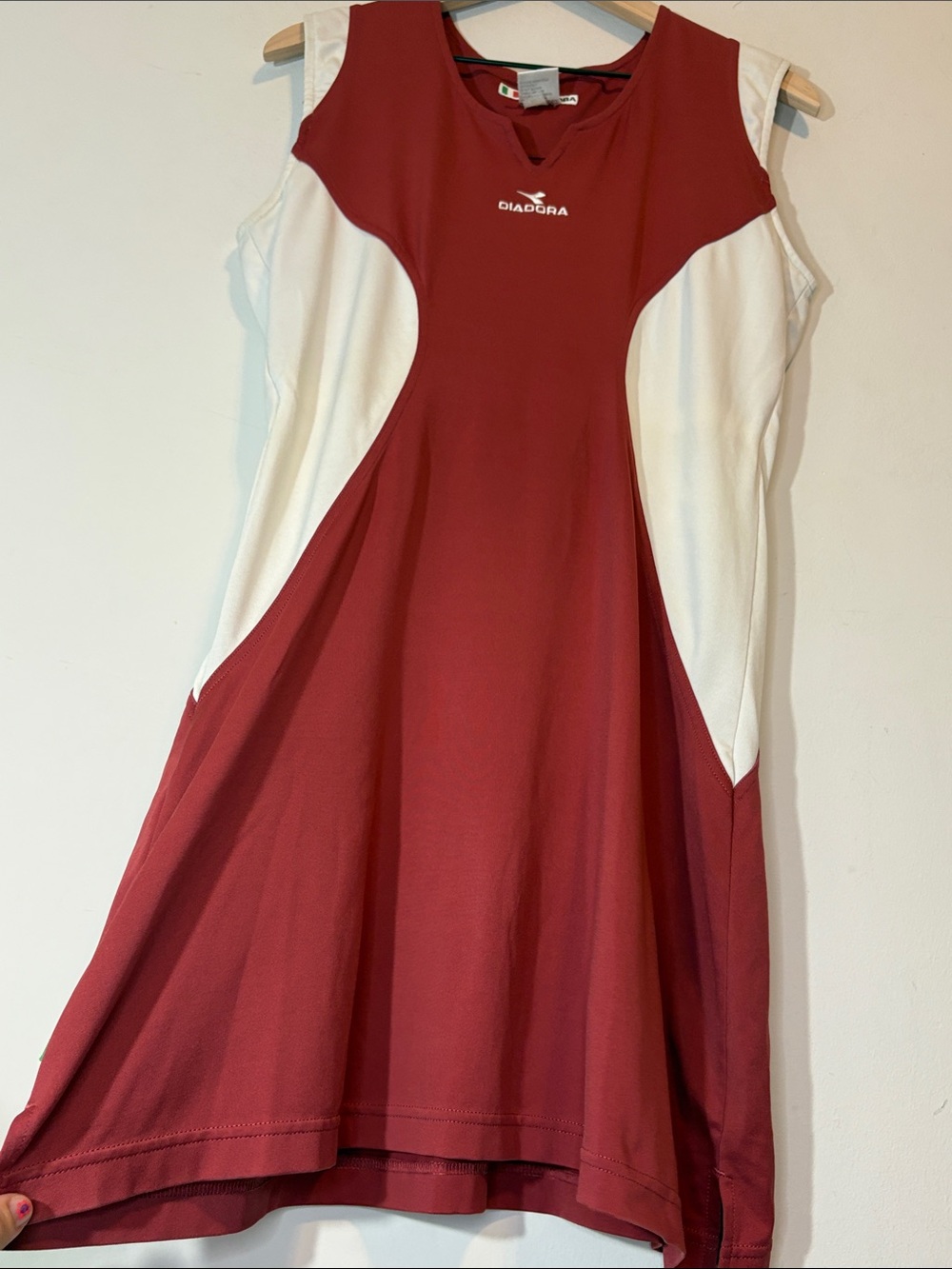 Vintage Diadora Active Dress Tennis Golf Contour Paneling Colorblock Wine Red L